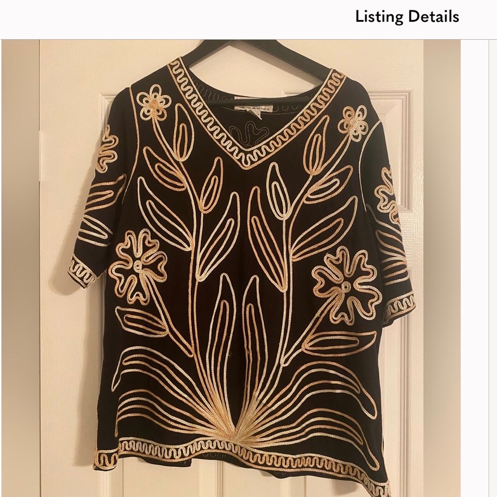 Lauren Michelle black gold threading top